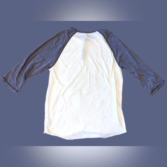 Aeropostale 3/4 Sleeve Reglan Baseball Tee Medium Heathered Blue - Picture 2 of 5